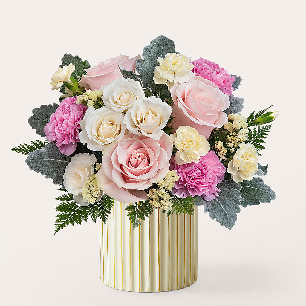 Blissful Moments Bouquet with Ivory Vase – As Seasons Change Down South, Foley AL