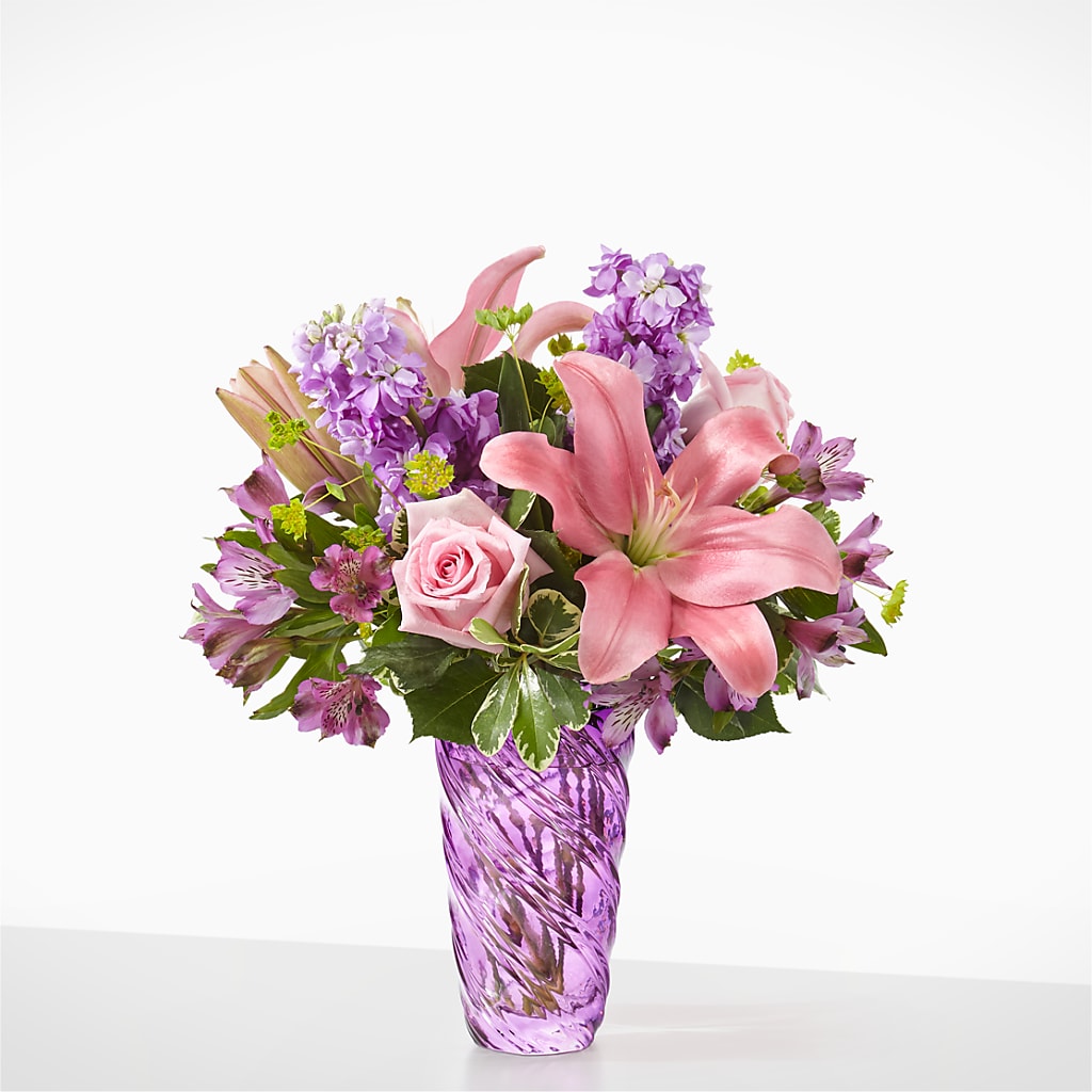 Precious Petals Bouquet with Luxe Swirl Vase – As Seasons Change Down South, Foley AL