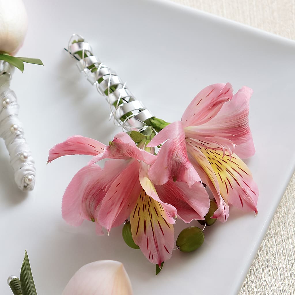Pink Peruvian Lily Boutonniere – As Seasons Change Down South, Foley AL