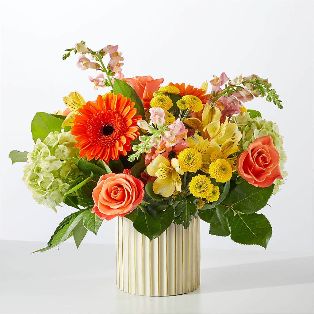 Autumn Sunshine Bouquet with Ivory Vase –  As Seasons Change Down South, Foley AL