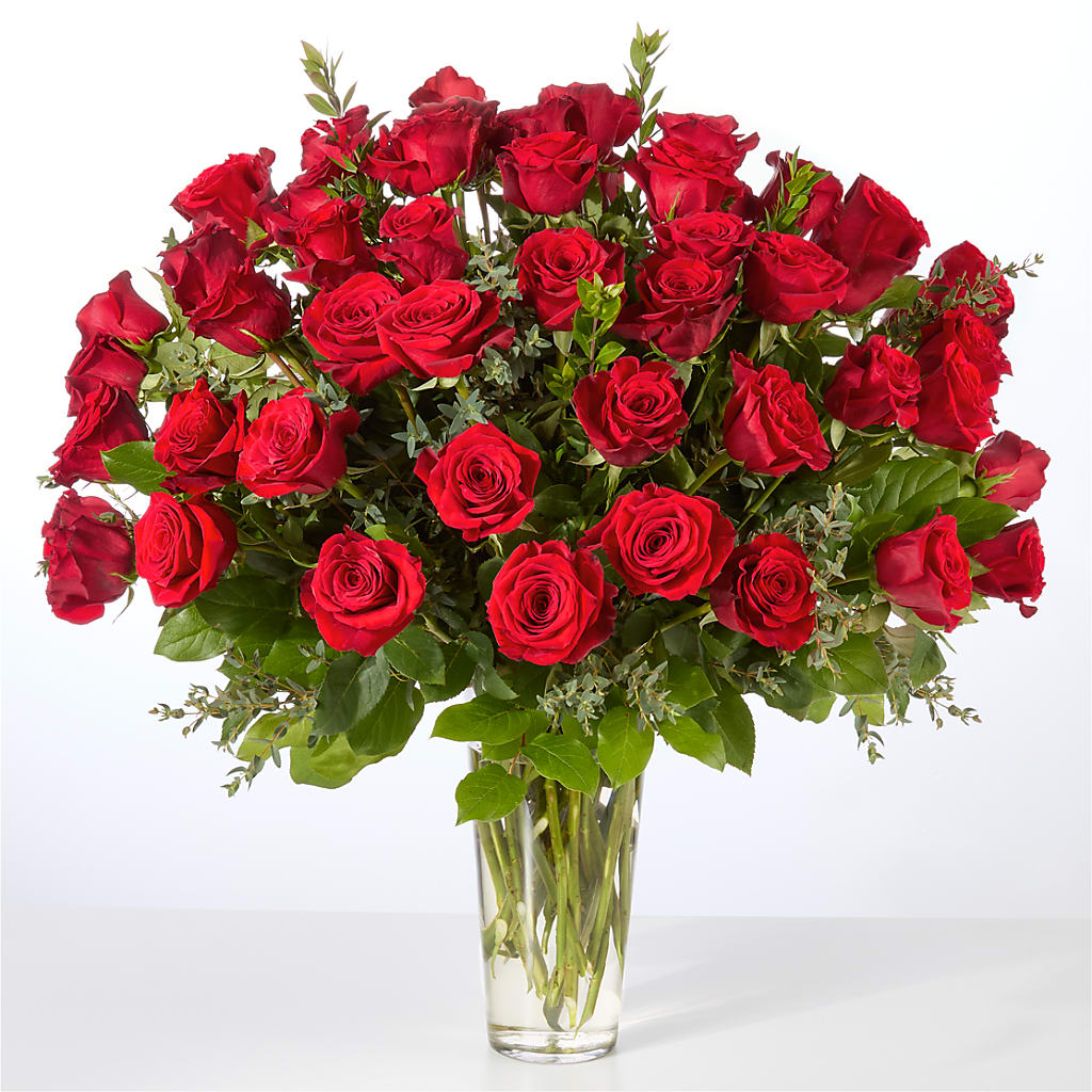 Forever Yours Fifty Stem Red Rose Bouquet –  As Seasons Change Down South, Foley AL